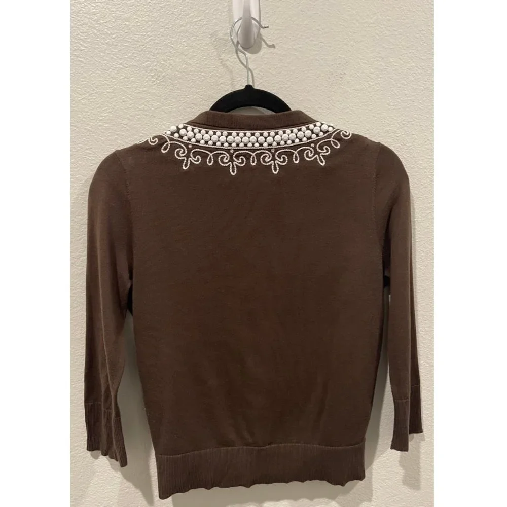 KATE SPADE Beaded Brown Cardigan - Picture 3 of 7
